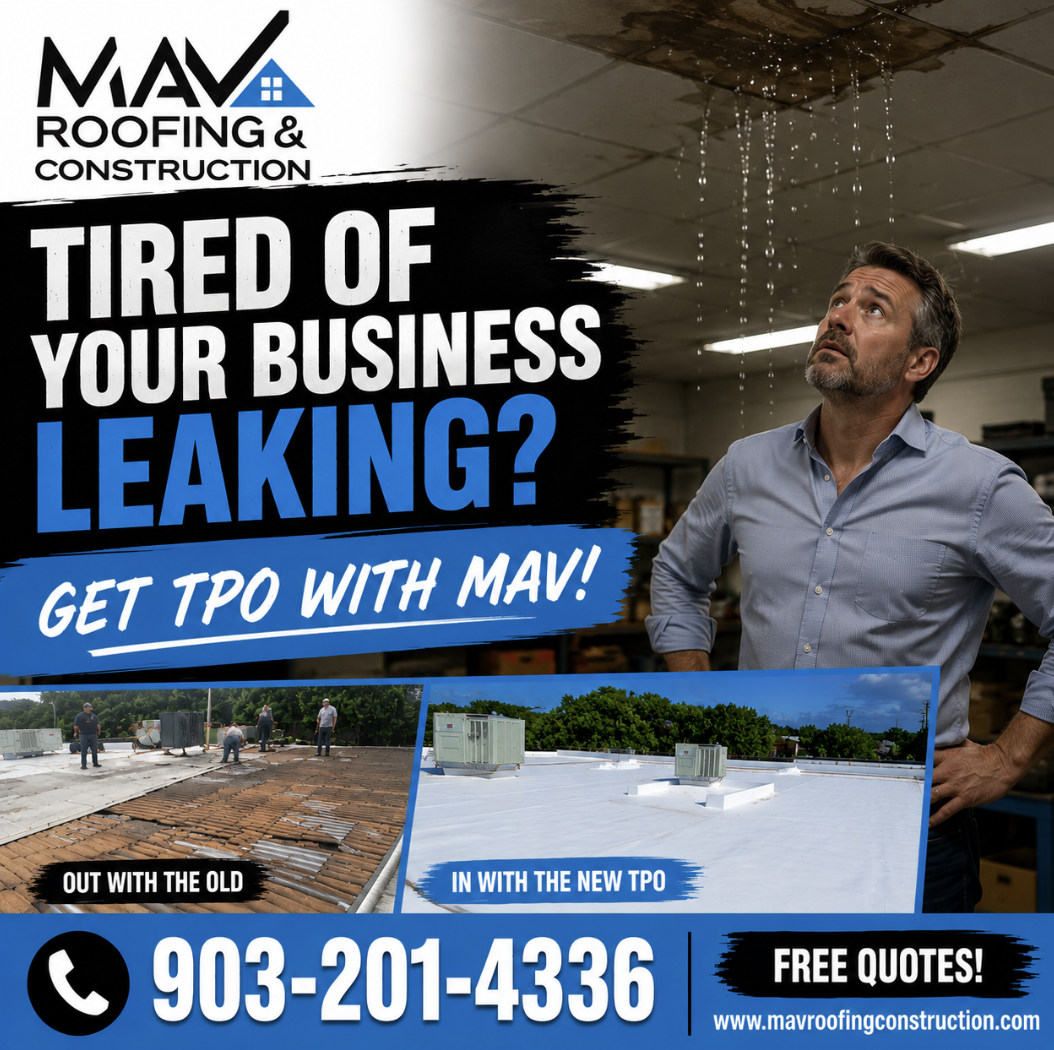 MAV Roofing Construction Mckinney TX Commercial Roof TPO
